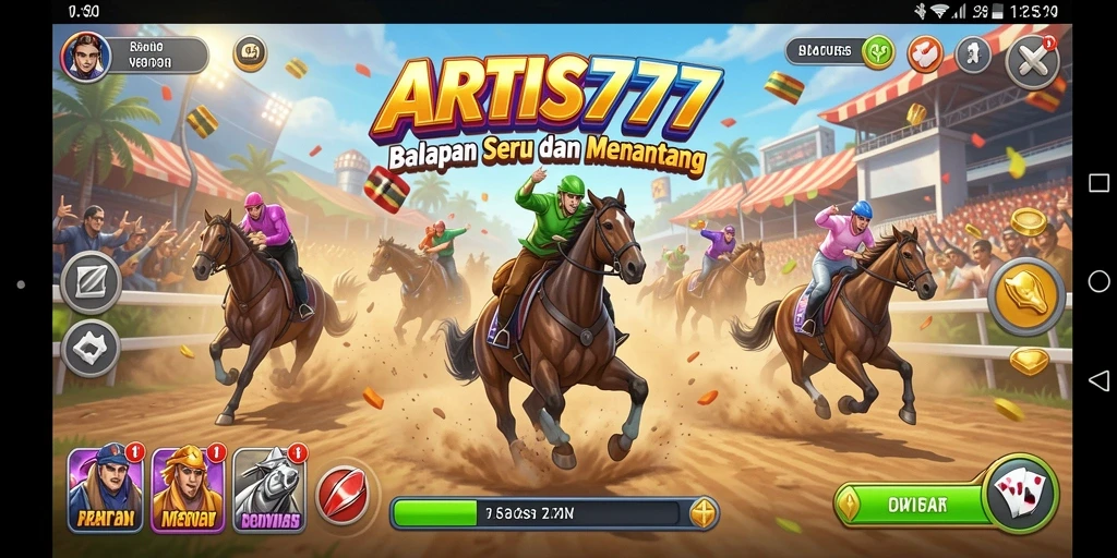 Screenshot gameplay ARTIS777 dengan aksi balapan yang menegangkan.