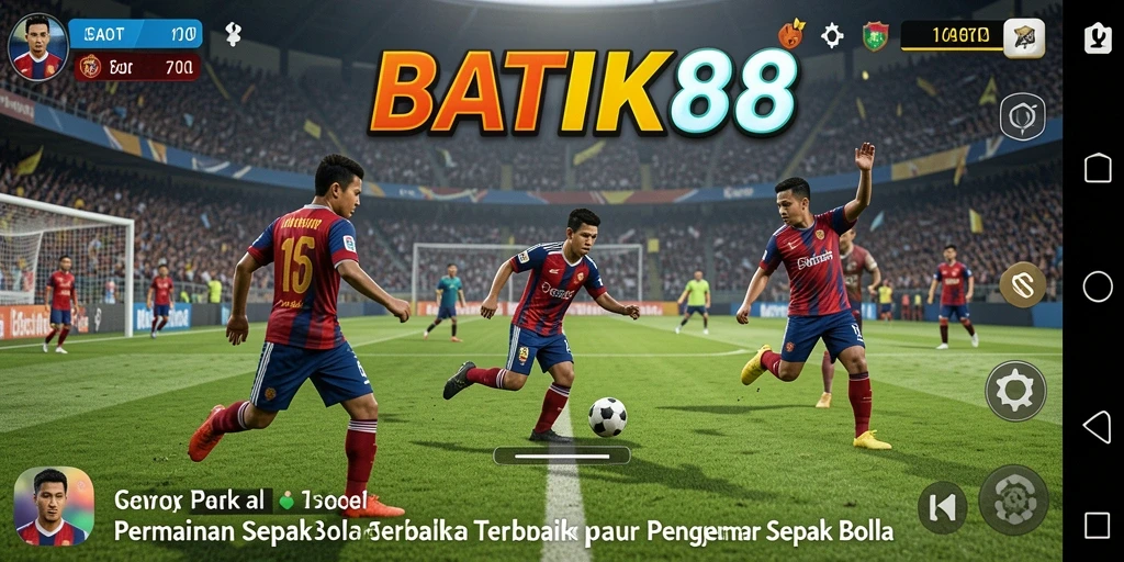 Tangkapan layar gameplay BATIK88 menampilkan aksi sepak bola yang seru dan mendebarkan.