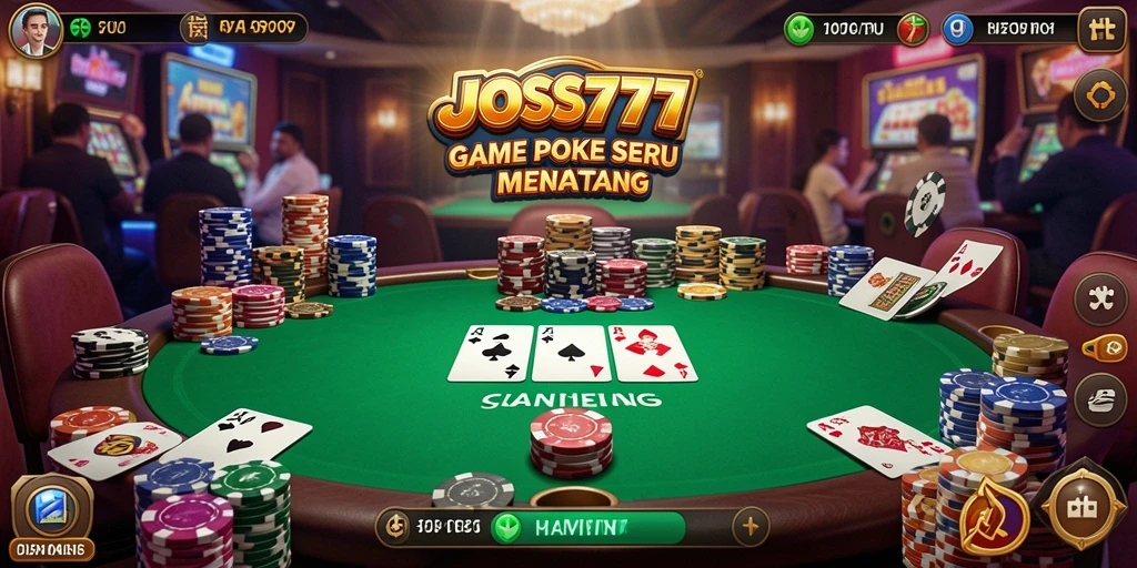 Tampilan gameplay Poker yang mendebarkan dan interaktif di JOSS777.