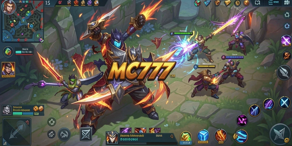 Tampilan aksi seru gameplay MOBA di MC777.
