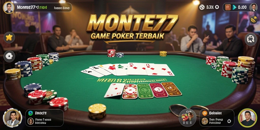 Tampilan menarik dari gameplay poker yang seru di MONTE77.